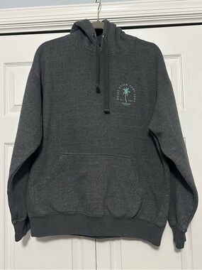 Quiet Storm Women’s Palm Tree Design Logo Hoodie in Dark Gray Size XL VGUC